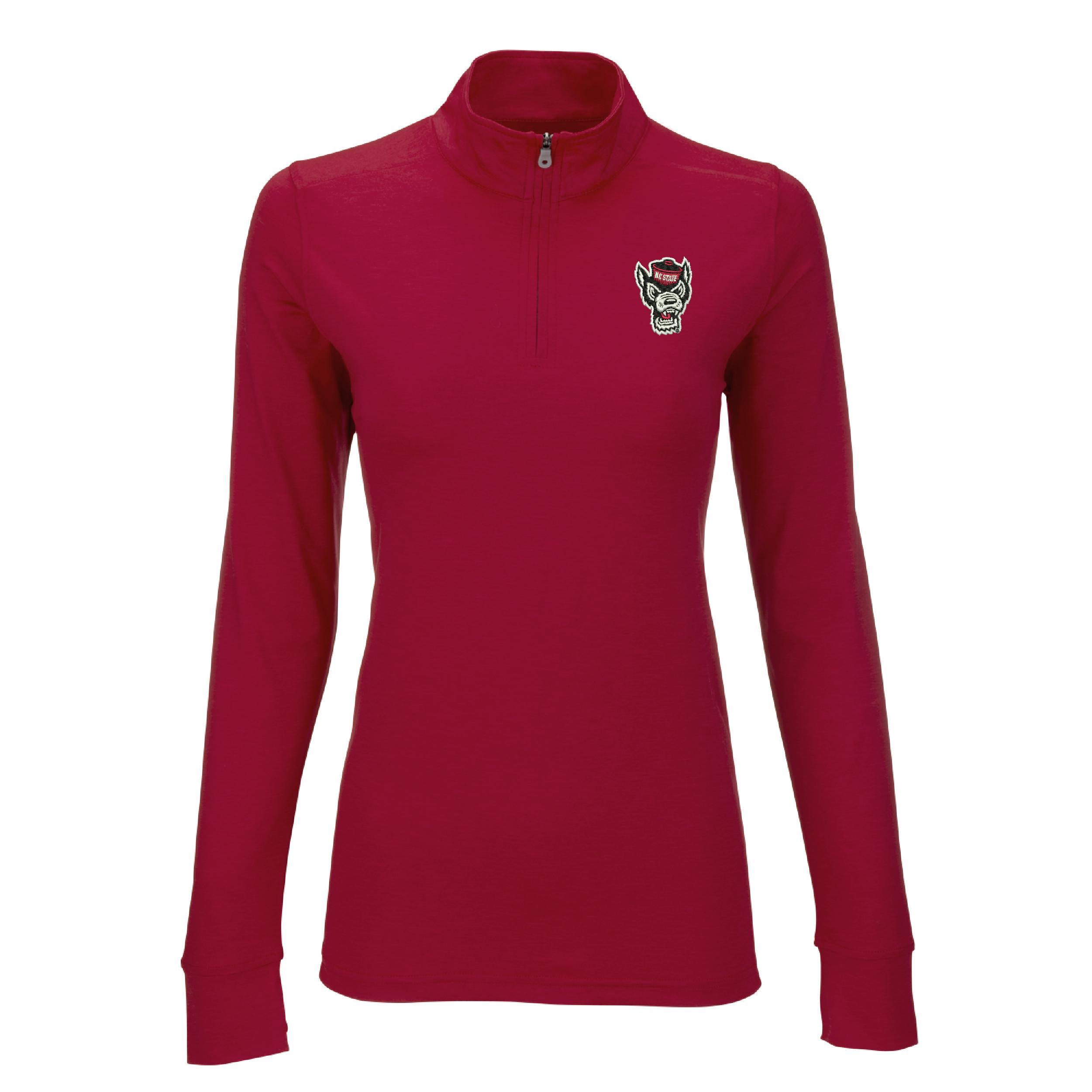 Red Ladies Zen Quarterzip Pullover - Wolfhead Logo